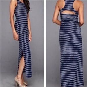 Jack Stripe Sleeveless maxi dress Size Large Textured Cut Out Side Slit